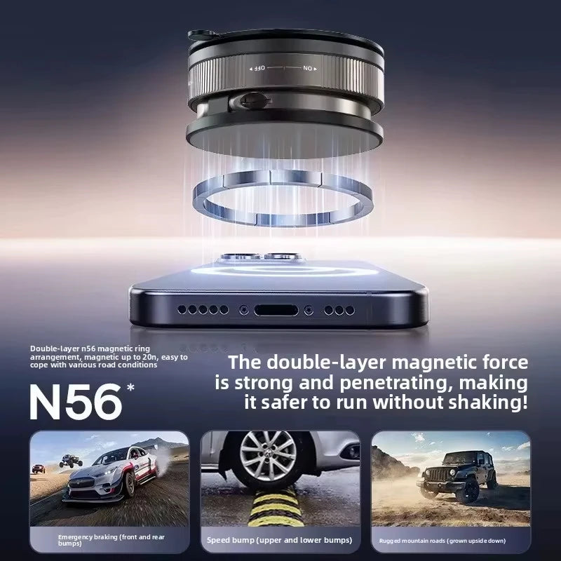 Magnetic Car Phone Holder – 16 Magnets, Windshield & Dashboard Suction Mount, 360°