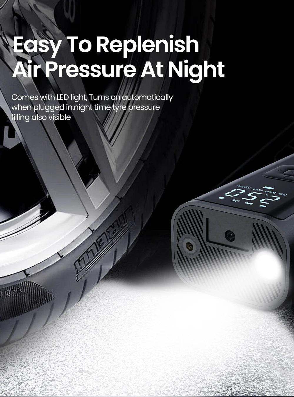 Portable Car Tire Inflator – 150 PSI Fast Air Compressor for Cars, Motorcycles, Bikes & Balls