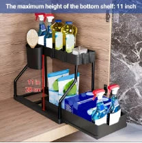 2-Tier Pull-Out Under-Sink Organizer – Large Capacity Drawer Storage Box for Kitchen & Bathroom
