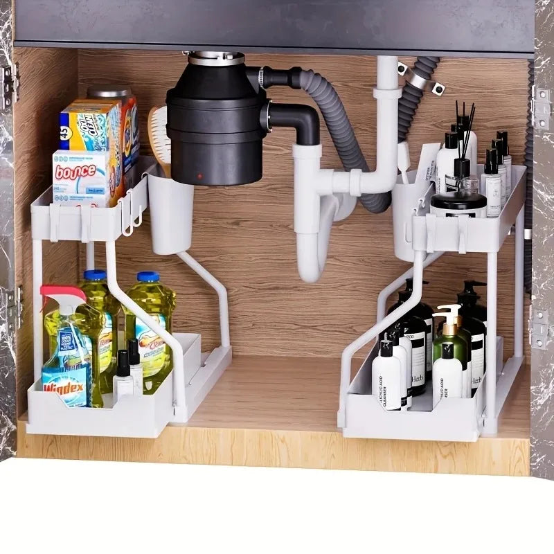 2-Tier Pull-Out Under-Sink Organizer – Large Capacity Drawer Storage Box for Kitchen & Bathroom