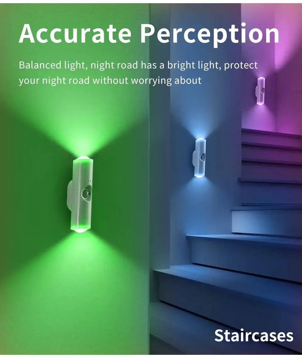 Magnetic LED Night Light – Motion Sensor, 7-Color RGB, USB Rechargeable