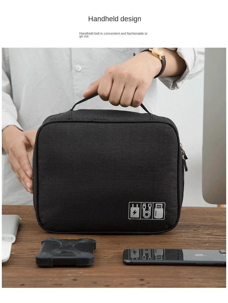 Waterproof Oxford Cable Storage Bag – Portable USB & Charger Travel Organizer