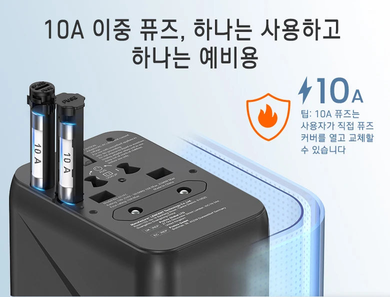 LENCENT Universal Travel Adapter – 3 USB + USB-C PD, All-in-One EU/UK/USA/AUS Plug
