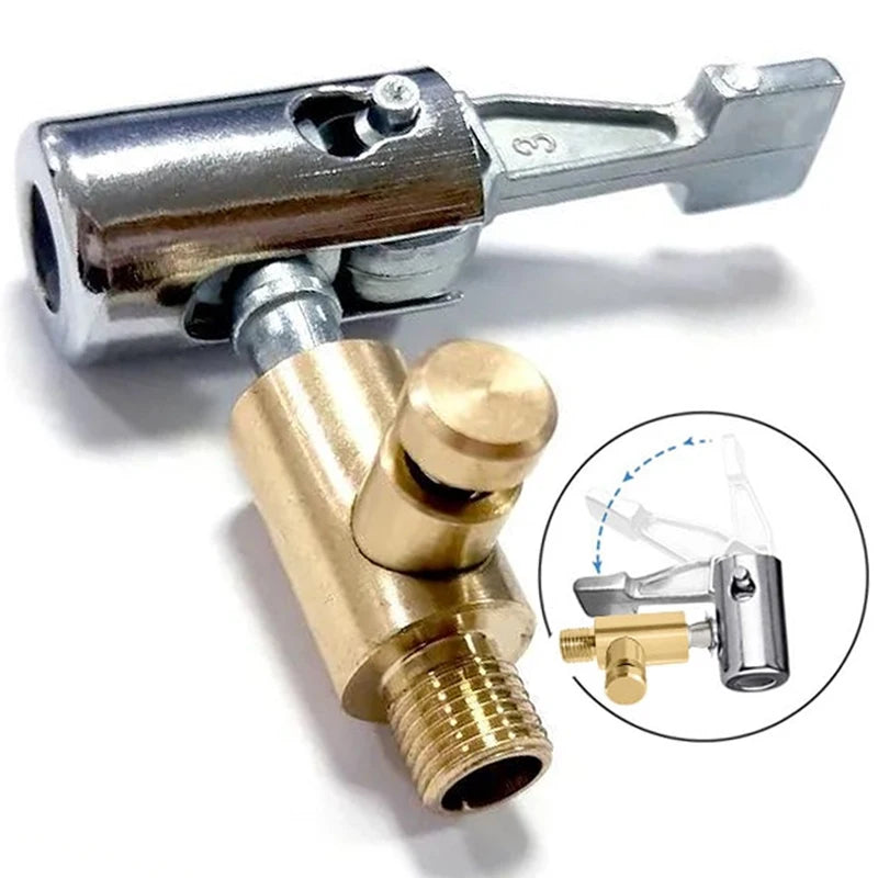 Tire Air Chuck with Barb Connector – Zinc Alloy Inflator Chuck for Car Hose Repair