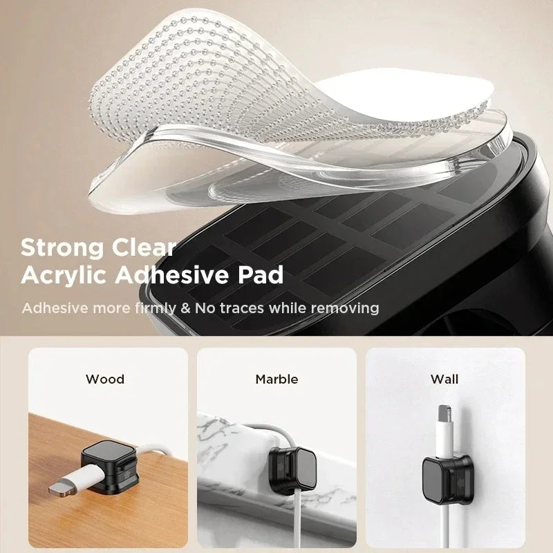 Adhesive Magnetic Cable Clips – Wire & Cord Organizer for Desk, Office & Home