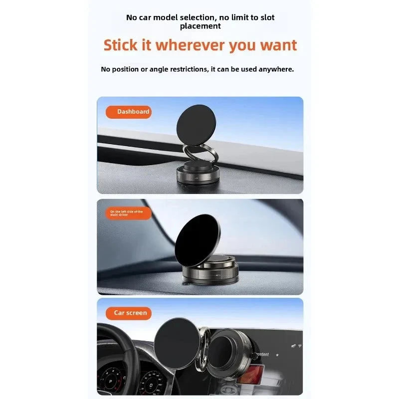 Magnetic Car Phone Holder – 16 Magnets, Windshield & Dashboard Suction Mount, 360°